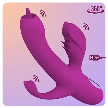 Vibrador Ponto G triplo Vai e Vem Com Estimulação Anal