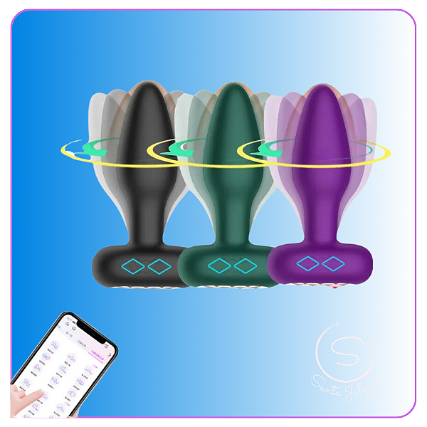 Plug Anal vibrador e rotação 360° controle por  APP Preto