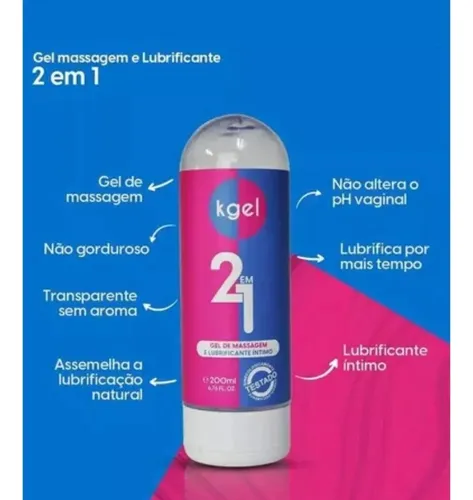 Kgel 2 Em 1 Gel Massagem e Lubrificante Íntimo 200Ml Kgel