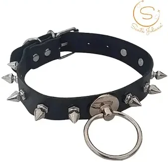 Coleira Gargantilha De Couro Spikes Premium