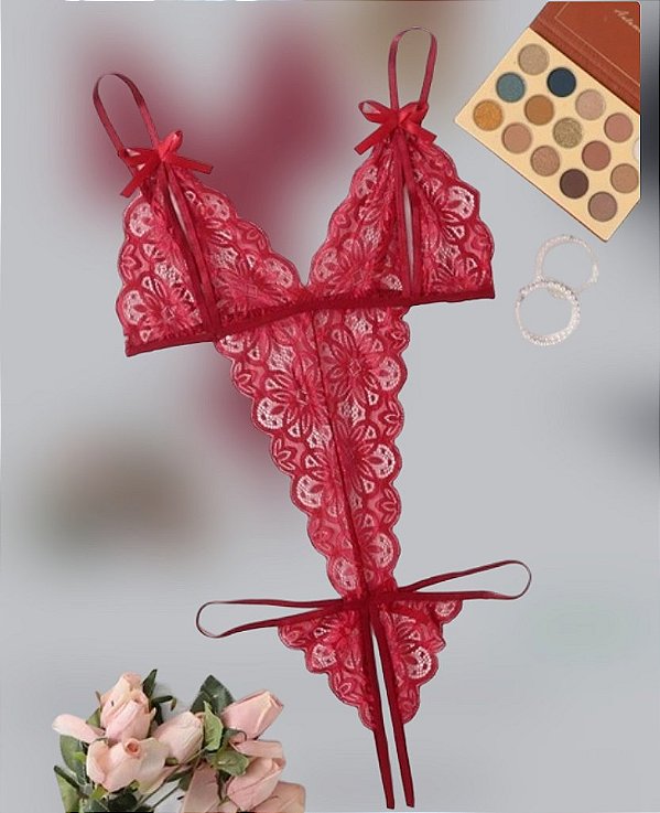 Body Sensual com aberturas estratégicas Vermelho