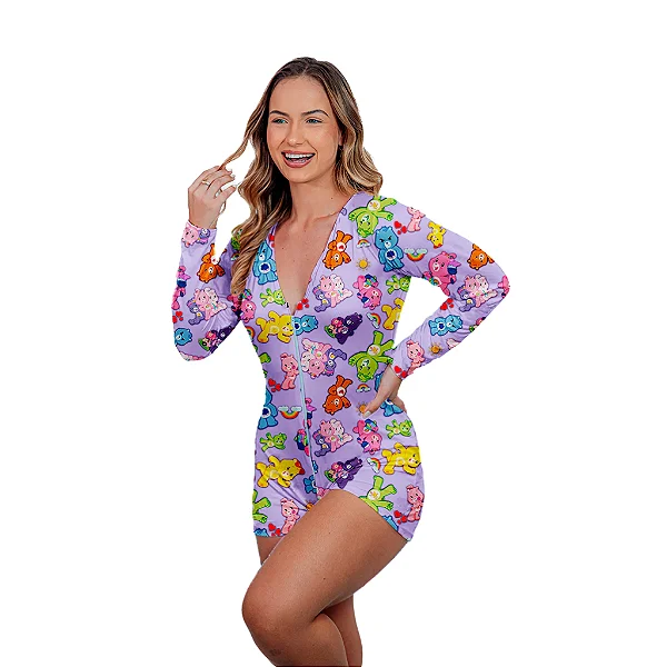 Pijama Estampa Ursinhos Carinhosos Macaquinho Manga longa