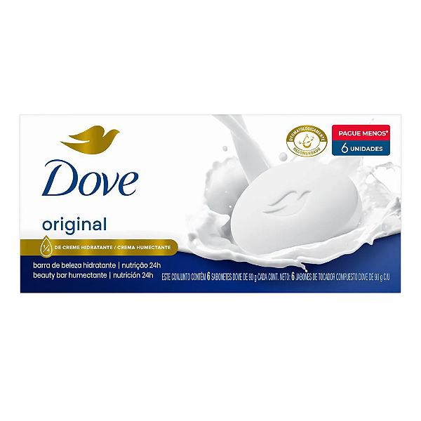 Sabonete Dove Original – Kit com 6 Unidades de 90g Cada | Pele Macia e Hidratada
