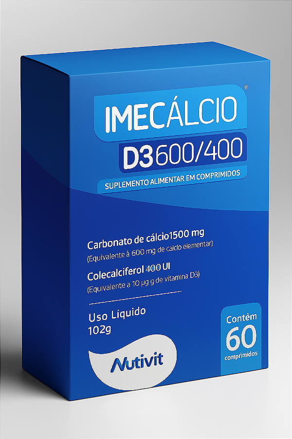 Imecálcio D3 600/400 – Suplemento de Cálcio e Vitamina D3 com 60 Cápsulas