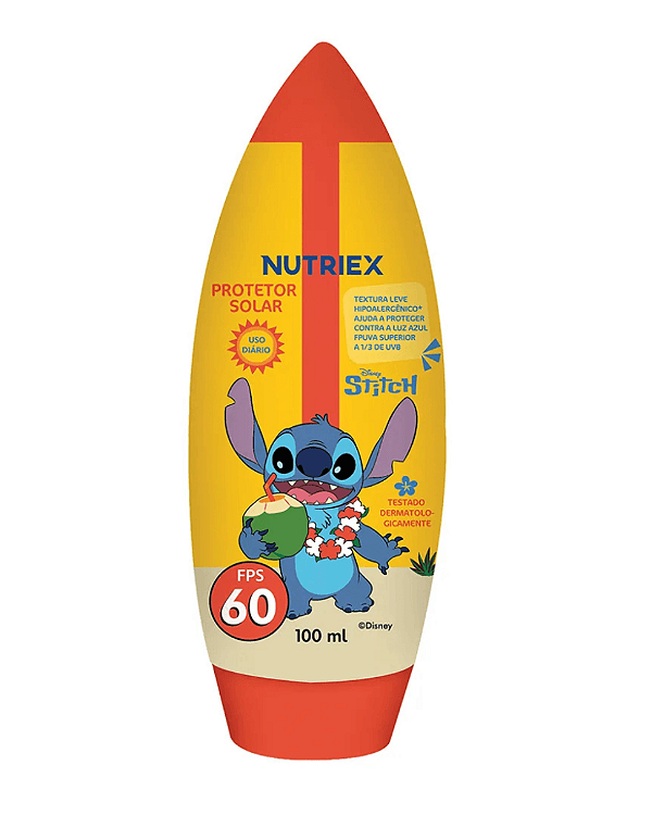 Protetor Solar Infantil Nutriex Stitch FPS 60 – 100ml | Alta Proteção UVA/UVB + Vitamina E