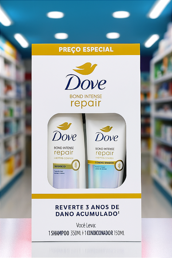 Kit Dove Bond Intense Reconstrução – Shampoo 400ml + Condicionador 350ml | Força, Brilho e Cabelos Saudáveis