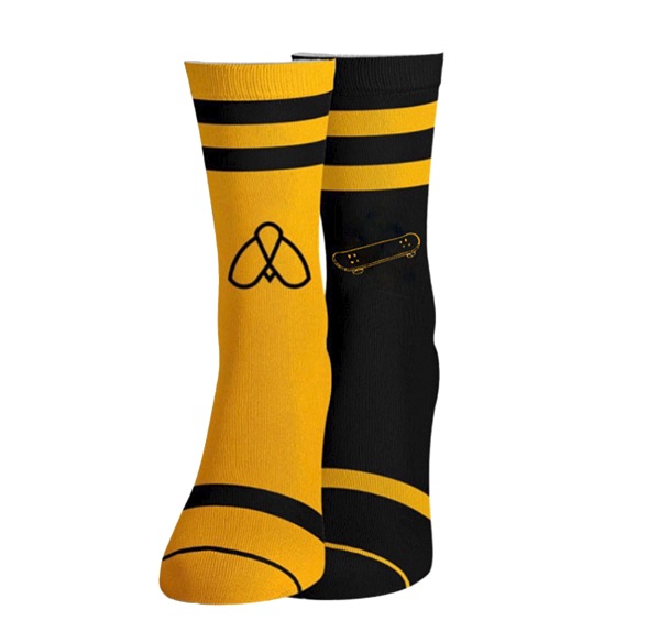 MEIA AMARELO E PRETO CAVEIRA BEE