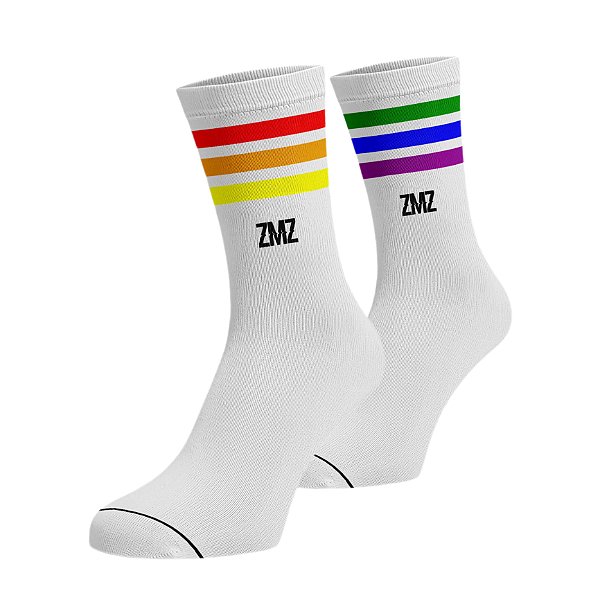 MEIA ARCO ÍRIS BRANCA