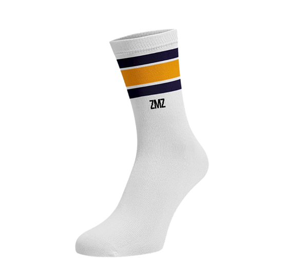 MEIA OLD SCHOOL BRANCO LARANJA E MARINHO ZMZ