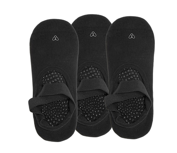 MEIA PILATES ANTIDERRAPANTE PRETA ZMZ ( PACK 3 PARES)