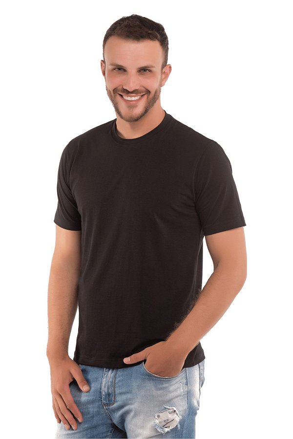 Camiseta masculina clássica de manga curta preta - Algodão Egípcio