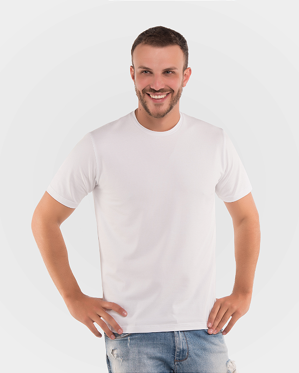 Camiseta Masculina Clássica de Manga Curta Algodão Egípcio - Branco