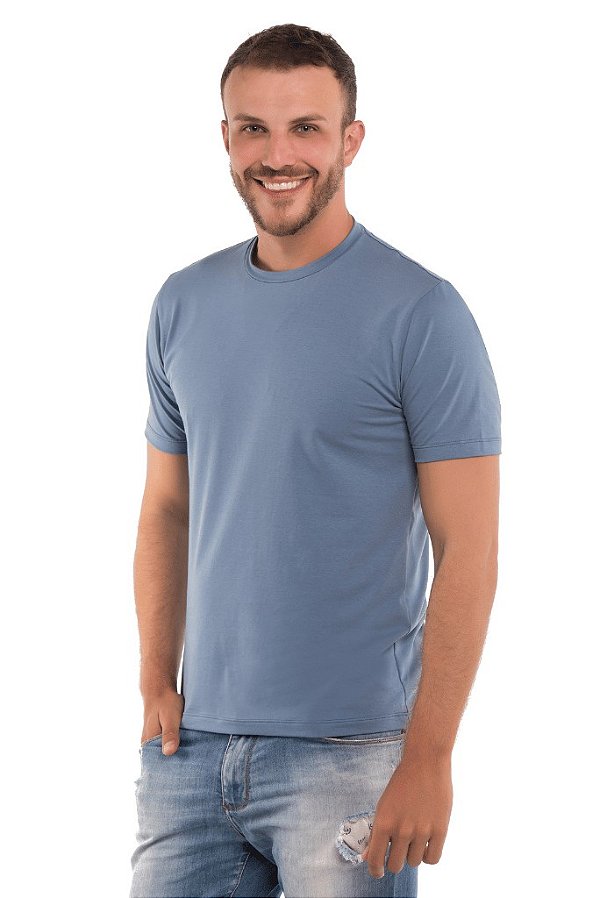 Camiseta masculina de manga curta Light azul jeans - Algodão Egípcio