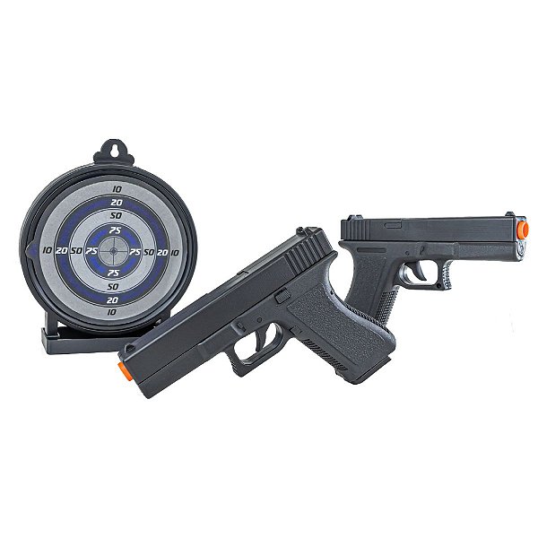 Kit 2 Pistolas Airsoft Vigor V307 Mola 6mm + Alvo Gel - Rossi