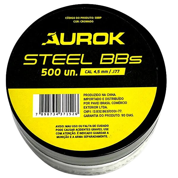Esfera de Aço Steel BBs 4.5mm Cromada 500un - Aurok