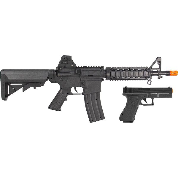 Kit Airsoft Vigor Rifle M4A1 e Pistola V307 Mola Spring 6mm - Rossi