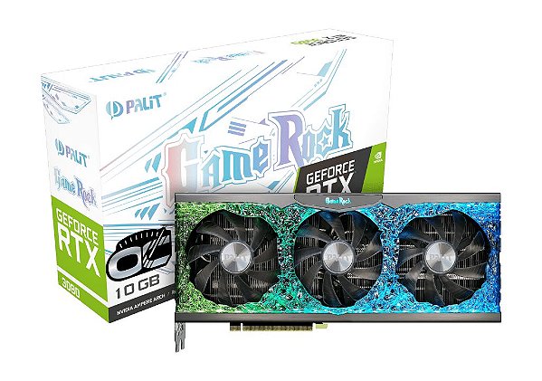 Placa de Vídeo Palit GeForce RTX 3080 GameRock OC 10GB GDDR6X LHR 320-bit - NED3080H19IA-1020G
