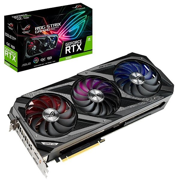 Placa de Vídeo Asus ROG Strix GeForce RTX 3080 OC Edition 10GB GDDR6X 320-bit - ROG-STRIX-RTX3080-O10G-GAMING