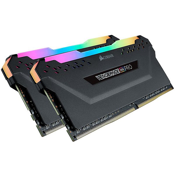 Memória Corsair Vengeance RGB PRO 16GB (2x8) 2666MHz DDR4 Preta - CMW16GX4M2A2666C16