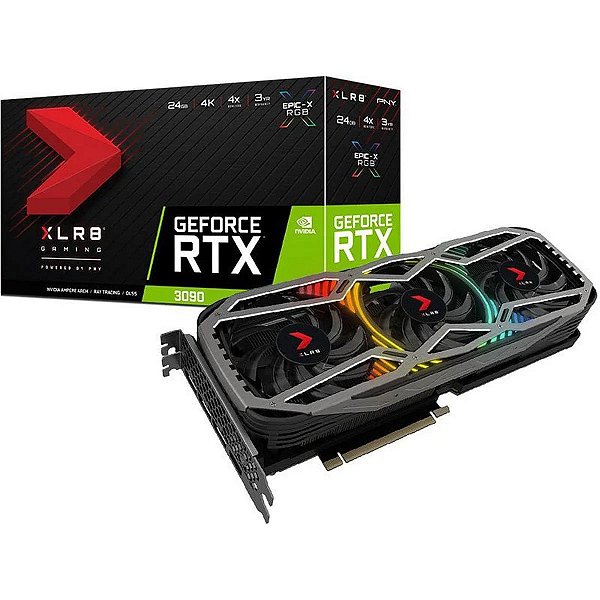 Placa de Video PNY GeForce RTX 3090 XLR8 Gaming EPIC-X RGB Triple Fan 24GB GDDR6X 384 bit - VCG309024TFXPPB