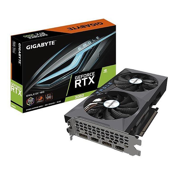 Placa de Vídeo Gigabyte GeForce RTX 3060 Eagle OC LHR 12GB GDDR6 192Bits - GV-N3060EAGLE OC-12GD