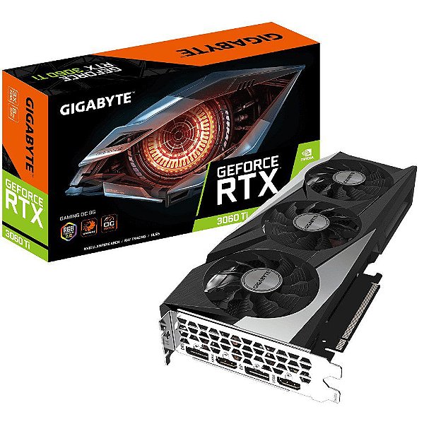 Placa de Vídeo Gigabyte GeForce RTX 3060 Ti Gaming 8G OC Edition 8GB LHR GDDR6 256Bits - GV-N306TGAMING OC-8GD G20