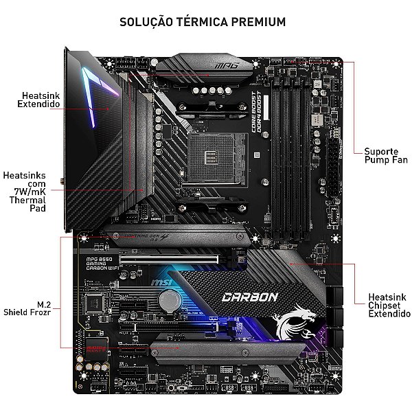 Placa Mãe MSI MPG B550 Gaming Carbon WiFi DDR4 AM4 ATX | GK Infostore
