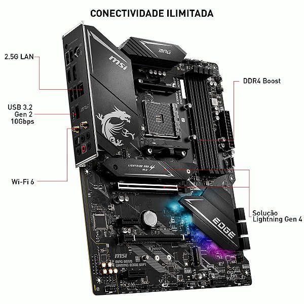 Placa Mãe MSI MPG B550 Gaming Edge WiFi 6 802.11ax AM4 DDR4