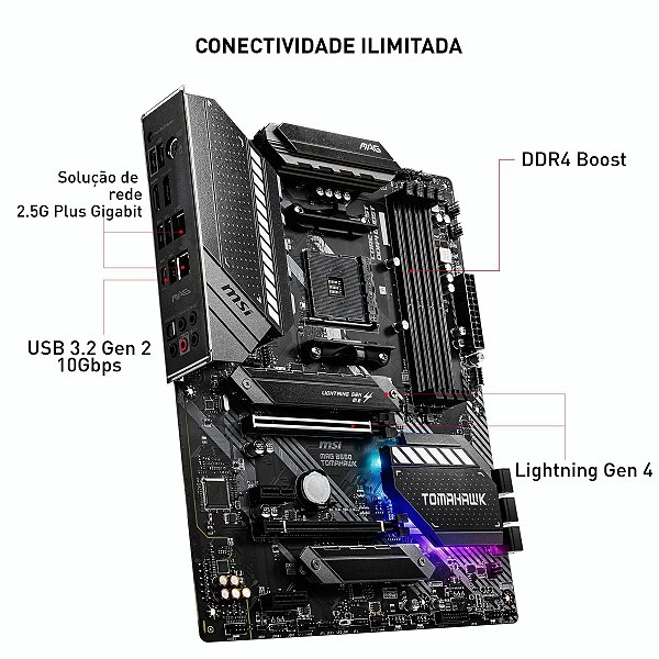 B550 TOMAHAWK+Ryzen7 5700X3D+WinProOEM認証 MSI Placa-mãe para jogos MAG B550 TOMAHAWK (processadores AMD AM4