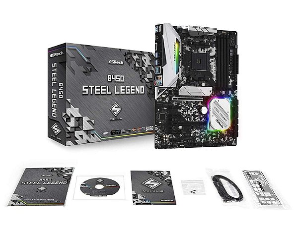 Placa Mãe ASRock B450 Steel Legend DDR4 AM4 ATX | GK Infostore