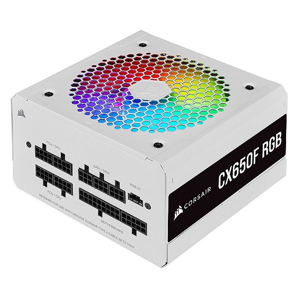 Fonte Corsair CX-F RGB CX650F 650W 80 Plus Bronze Full Modular White - CP-9020226-BR