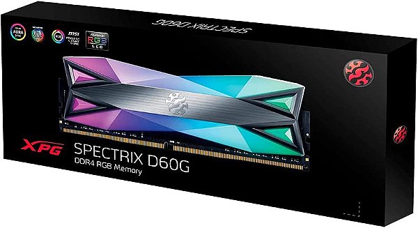 DDR4 3200 8GBx2枚 XPG SPECTRIX D60G Memória XPG Spectrix D60G RGB, 16GB (2x8GB), 3200MHz, DDR4, CL16