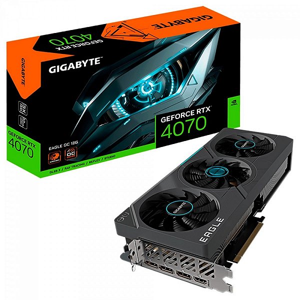 Placa de Video Gigabyte GeForce RTX 4070 Eagle OC 12GB GDDR6X 192 bit - GV-N4070EAGLE OC-12GD