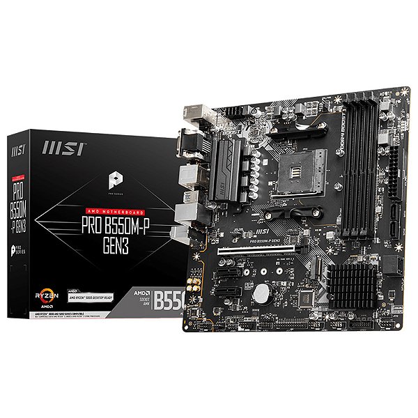 Placa Mãe MSI Pro B550M-P Gen3 DDR4 AM4 M-ATX