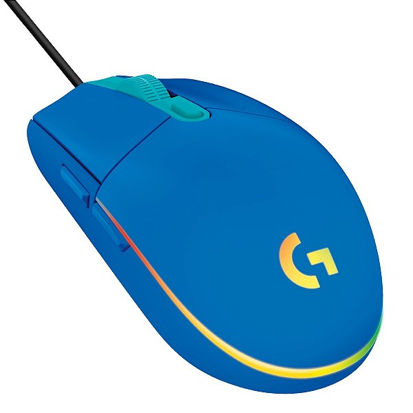 Mouse Gamer Logitech G203 RGB Lightsync 6 Botões 8000 DPI Azul - 910-005795