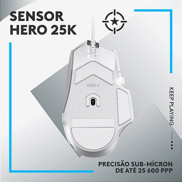 Mouse Logitech G502 X USB 25600 DPI 13 Botões Branco | GK Infostore