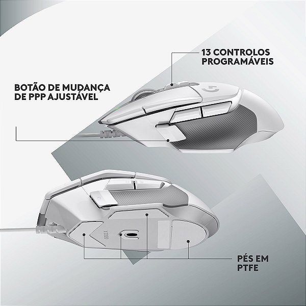Mouse Logitech G502 X USB 25600 DPI 13 Botões Branco | GK Infostore