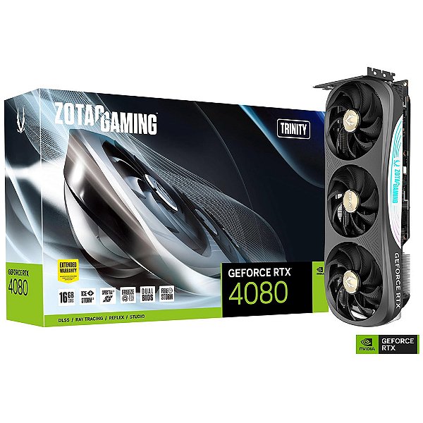 Placa de Video ZOTAC GeForce RTX 4080 Trinity 3X 16GB GDDR6X 256 bit -  ZT-D40810D-10P