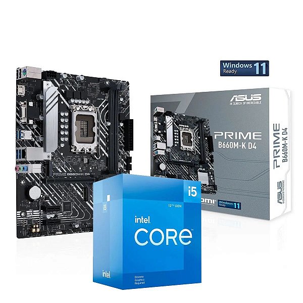 Kit Upgrade Intel Core I3 12100F + Placa Mãe ASUS Prime B660M-K D4 DDR4 LGA 1700 MATX