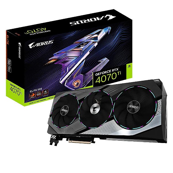 Placa de Video Gigabyte GeForce RTX 4070 Ti Aorus Elite 12GB GDDR6X 192 bit - GV-N407TAORUS E-12GD