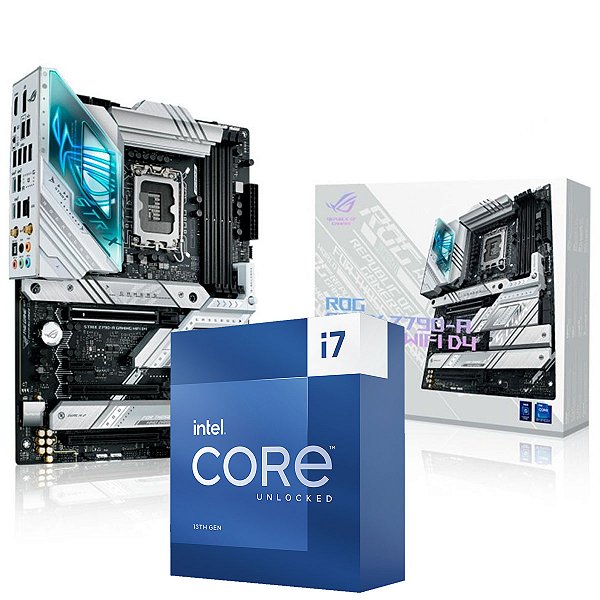Kit Upgrade Intel Core I7 13700K + Placa Mãe ASUS ROG Strix Z790-A Gaming WiFi D4 LGA 1700 ATX DDR4