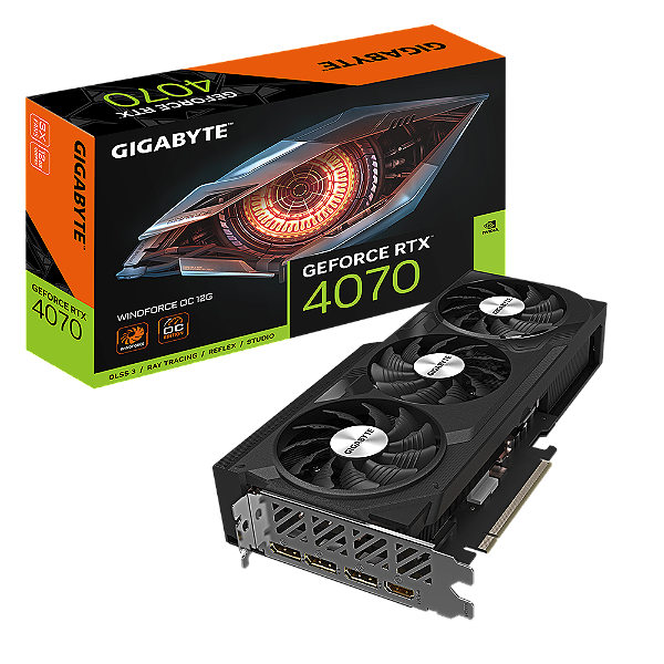 Placa de Video Gigabyte GeForce RTX 4070 WINDFORCE OC 12G 12GB GDDR6X 192 bit - GV-N4070WF3OC-12GD
