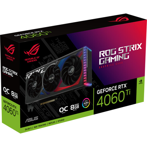 Placa de Video ASUS GeForce RTX 4060 Ti ROG Strix OC 8GB GDDR6 128bit - ROG-STRIX-RTX4060TI-O8G-GAMING