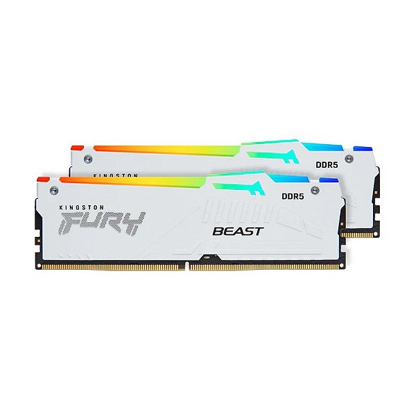 Memória Kingston Fury Beast RGB 32GB 2x16GB DDR5 6000MHz CL36 RGB White - KF560C36BWEAK2-32