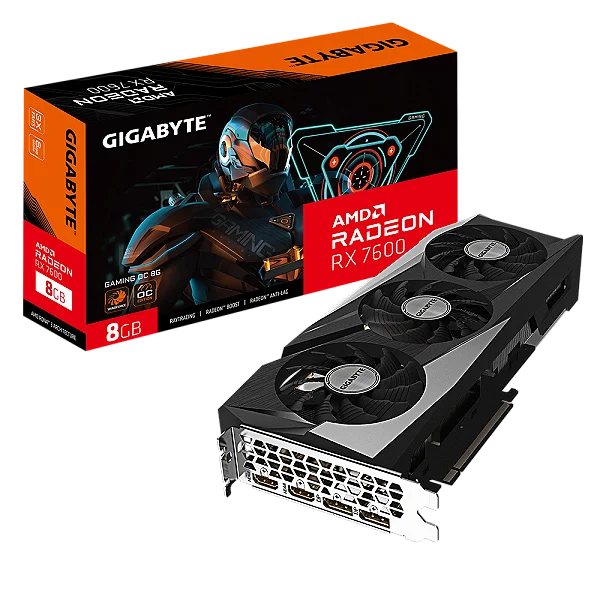 Placa de Video Gigabyte Radeon RX 7600 Gaming OC 8GB GDDR6 128bit - GV-R76GAMING OC-8GD