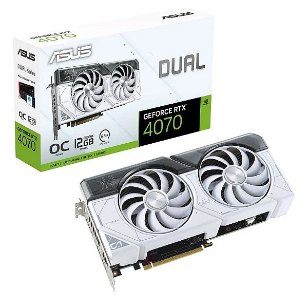 Placa de Video Asus GeForce RTX 4070 Dual OC Edition White 12GB GDDR6X 192 bit - DUAL-RTX4070-O12G-WHITE