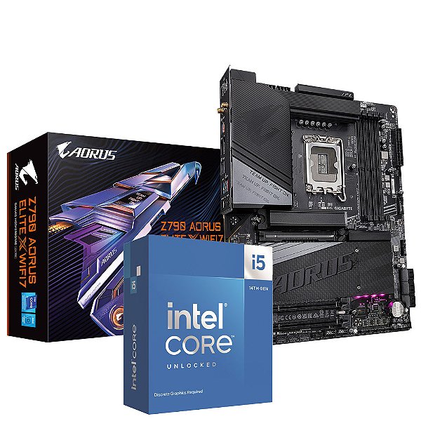 Kit Upgrade Intel Core i5 14600KF + Placa Mãe Gigabyte Z790 AORUS Elite X Wi-Fi 7 LGA 1700 ATX DDR5