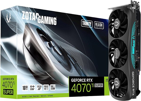 Placa de Video Zotac GeForce RTX 4070 Ti SUPER Trinity Black Edition 16GB GDDR6X 256 bit - ZT-D40730D-10P