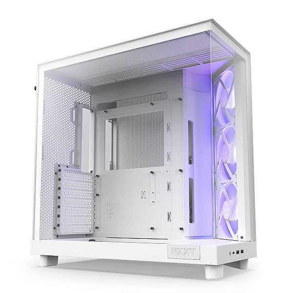 Gabinete NZXT H6 FLOW RGB Mid Tower Vidro Temperado White3 Fans - CC-H61FW-R1