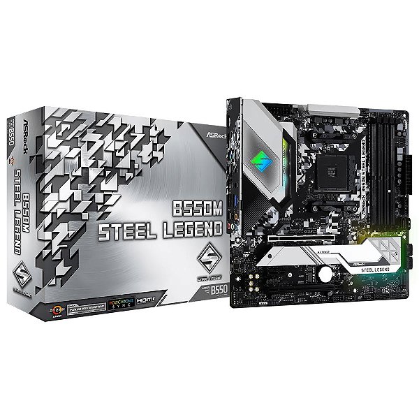 Placa Mãe ASRock B550M Steel Legend DDR4 AM4 mATX